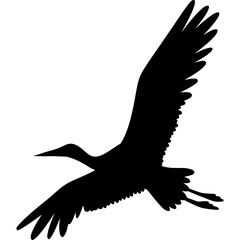 Flying crane silhouette. A flock of birds flying in the sky. Egret silhouette 