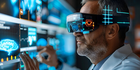 Healthcare Professional Utilizing Augmented Reality to Organize Patient Reports with Precision and Efficiency