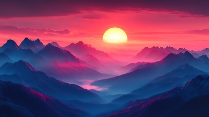 Fototapeta premium sunset in mountains