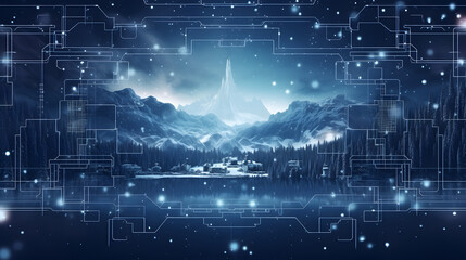 Naklejka premium Cyber winter background, copy space for text