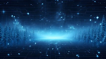 Obraz premium Cyber winter background, copy space for text