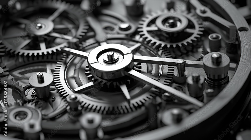 Poster intricate close-up of detailed watch mechanism with gears and cogs