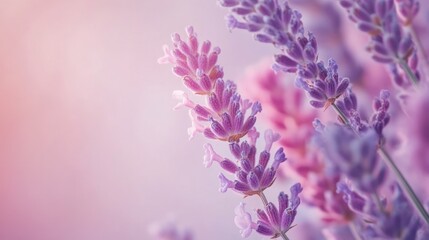  close-up of delicate lavender flowers against a soft pastel background 