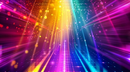 Vibrant Abstract Light Rays in Colorful Digital Space Background
