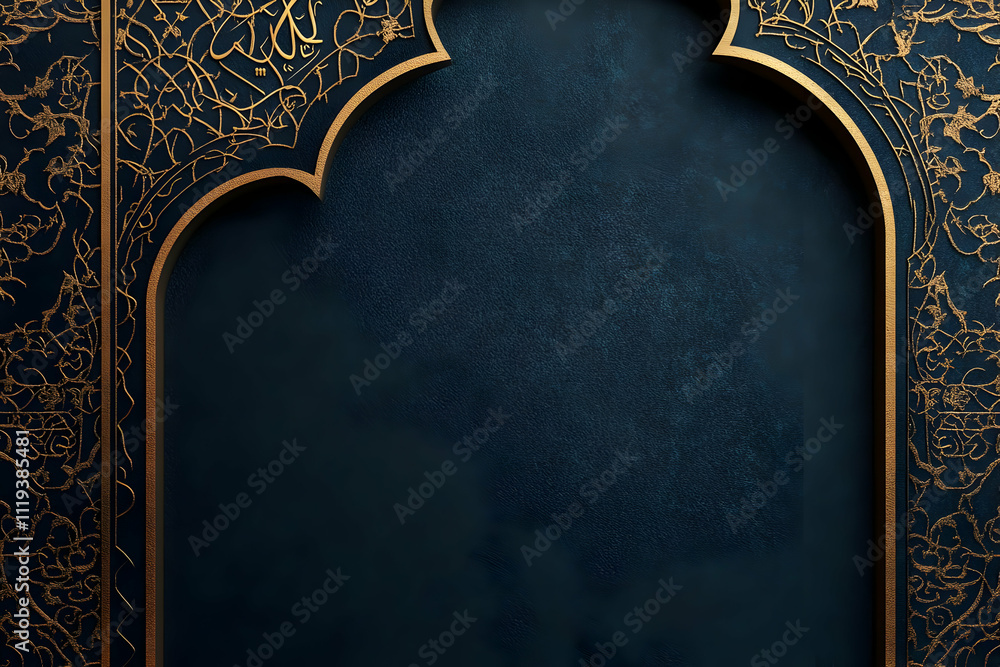 Poster ornate archway design with intricate patterns on a dark background.