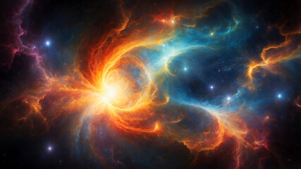 A vibrant and colorful cosmic scene