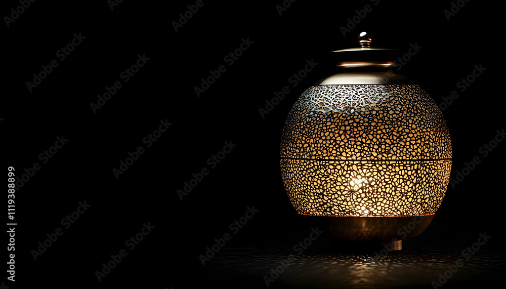 Aufkleber a decorative lantern casting intricate light patterns in a dark setting.