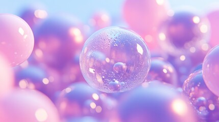  close-up of translucent bubbles in pastel colors, creating a dreamy, abstract atmosphere 