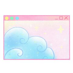 Vaporwave Window on pc with wave images style 90s 80s clipart isolated illustration hand drawn
