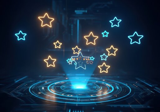 User give rating to service experience on online application for Customer review satisfaction feedback survey concept for buyer ranting
