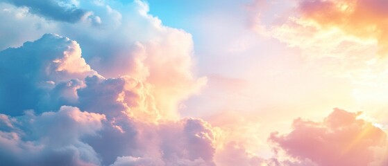  serene sky filled with soft clouds and warm light, evoking tranquility and beauty 