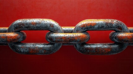Fototapeta premium Rusty Metal Chain Links: A Powerful Industrial Design