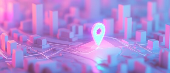  vibrant 3D map with a location pin, illustrating navigation and urban planning 