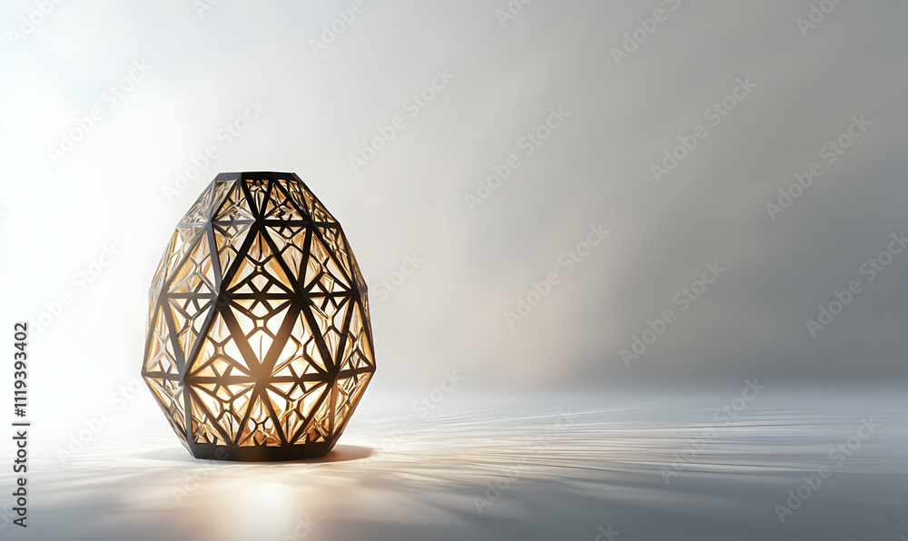 Poster a decorative lamp casting intricate shadows, combining art and functionality.
