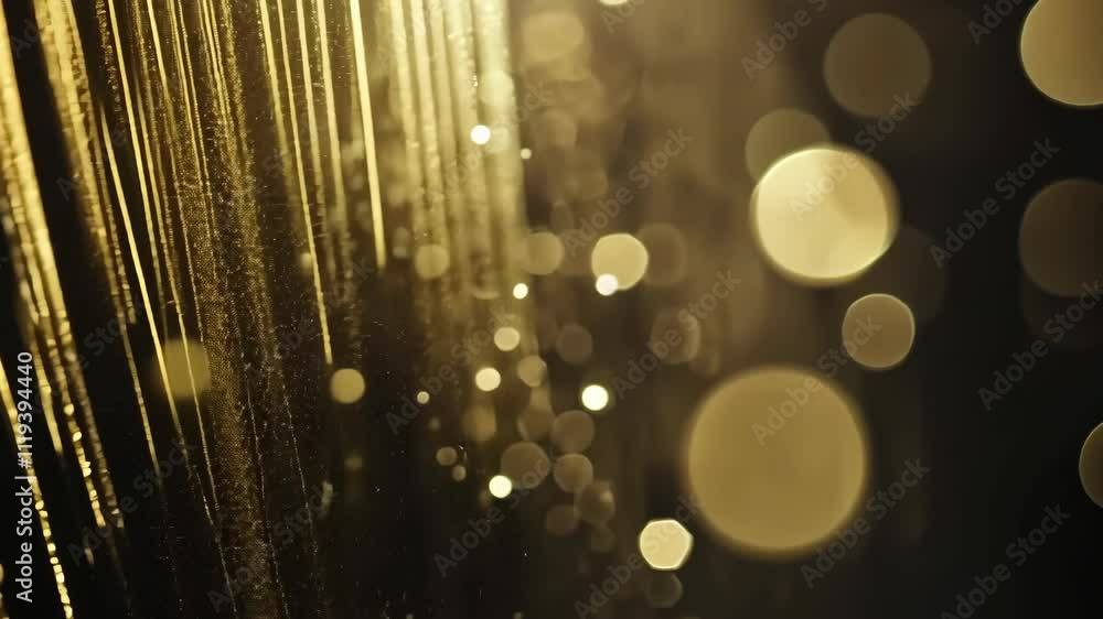 Poster golden droplets cascade with shimmering bokeh in an atmospheric environment during moments of tranqu