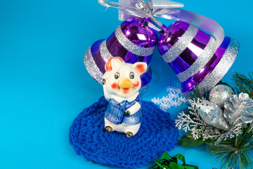 New Year backgrounds. Christmas ornaments and decorations. New Year symbols. Santa Claus. Snowman. Winter fairy tale backgrounds. Elegant holiday tree.