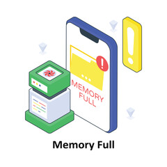 Memory Full isometric Colored illustration. EPS File stock illustration