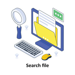 Search file isometric Colored illustration. EPS File stock illustration