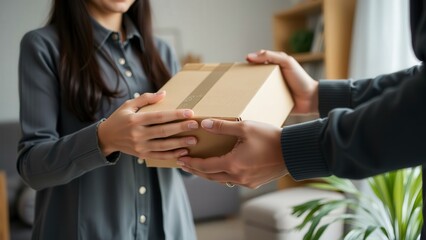 Handing Over a Package: A Moment of Connection and Trust