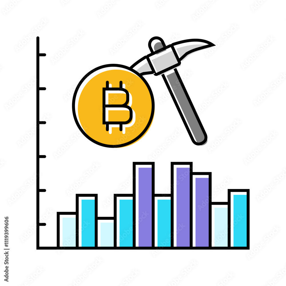 Poster cryptocurrency token cryptocurrency mining color icon vector. cryptocurrency token cryptocurrency mi