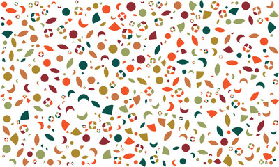 Autumn Geometric Abstract Pattern. Vibrant Fall Inspired Design with Leaves, Circles, and Floral Motifs in Warm Earth Tones. Perfect for Digital Art, Fabric Prints, Scrapbooking, and Seasonal Projects