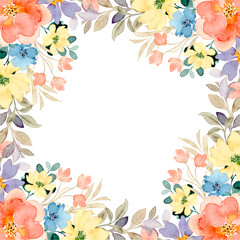 watercolor flower frame background for design