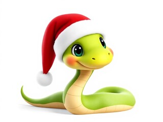 Fototapeta premium A cute snake wearing a Santa hat