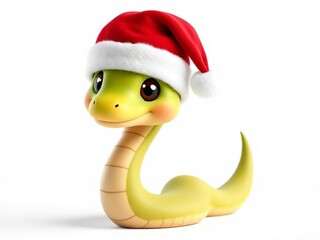 Fototapeta premium A cute snake wearing a Santa hat