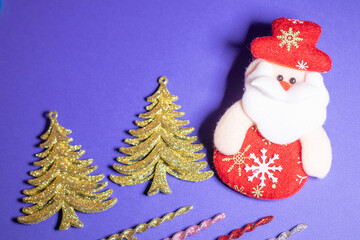 New Year's Holidays. New Year backgrounds. Christmas ornaments and decorations. New Year symbols. Santa Claus. Snowman. Winter fairy tale backgrounds.