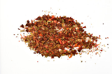 Spice for cooking pilaf on a white background.