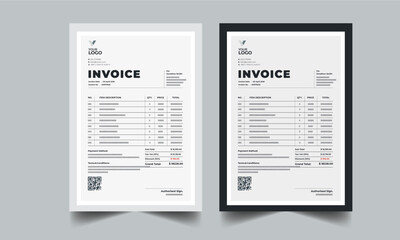 Business invoice template. Money bills, Price invoices, Tax form, Payment agreement, Bill or Payment receipt page layout design with 2 page color full concept design