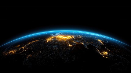 Obraz premium A blue and yellow planet with a dark background