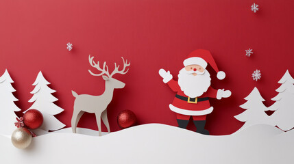 Christmas Santa and His Reindeer Adventure.elebrate the holiday spirit with a delightful cartoon background featuring Santa Claus and his merry reindeer.