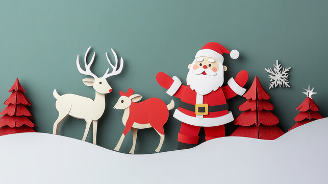 Christmas Santa and His Reindeer Adventure.elebrate the holiday spirit with a delightful cartoon background featuring Santa Claus and his merry reindeer.