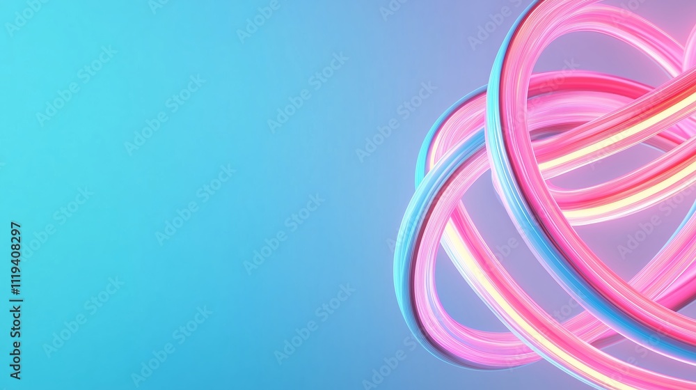 Poster colorful abstract design with intertwining shapes creating a vibrant digital artwork