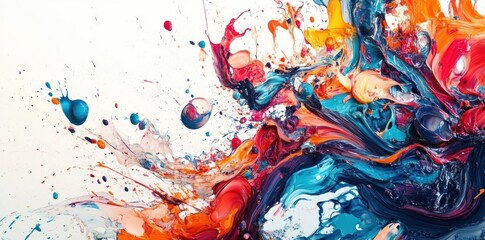 Abstract Colorful Swirls and Splashes of Paint