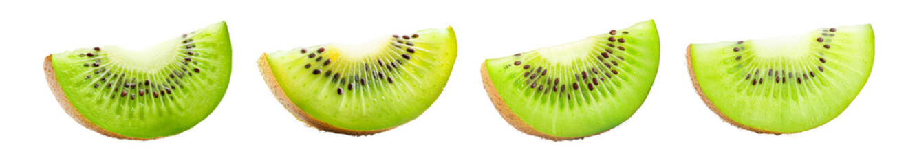 Kiwi Fruit Slices Set Isolated Transparent Background PNG Image