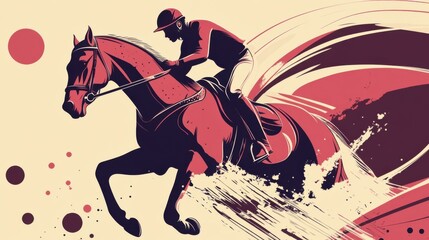 Jockey and Horse in Motion: A Vintage Style Illustration