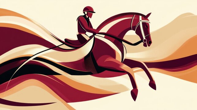 Equestrian Art: Dynamic Horse and Rider in Motion