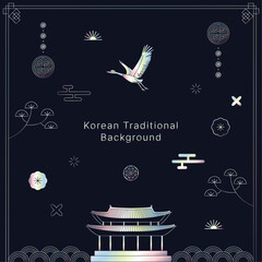 한국 전통 백그라운드 일러스트 디자인