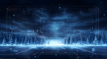 Obraz premium Cyber winter background, copy space for text