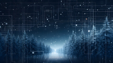 Fototapeta premium Cyber winter background, copy space for text