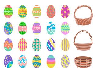 Cute painted eggs and baskets for Easter