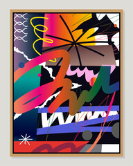 Canvas print. Pattern background. Art doodle color wall