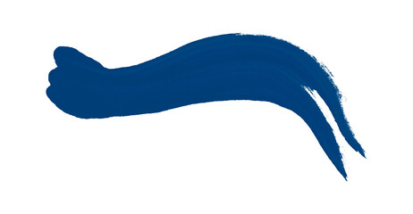 Isolated blue brush stroke on transparent background.
