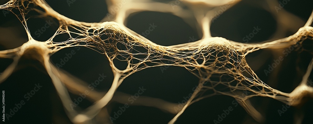 Poster Simulation of a crystal-based conductive network, pulses of light traveling through dynamic, intricate paths