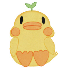 Little yellow duck, cute, happy, fun, cheerful and red bottom,A little yellow animal is funny,A cute yellow duck watercolor illustration 