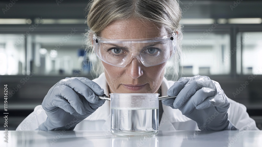 Poster a laboratory technician applying a thin layer of nanocoating onto a metallic surface with precision 