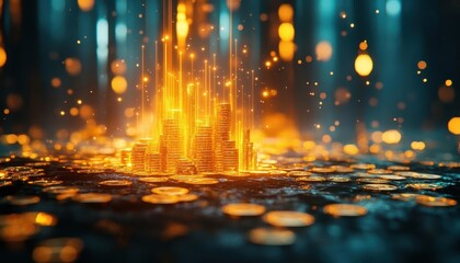 A symbolic glowing financial fortress protecting wealth and assets, cinematic composition and focus