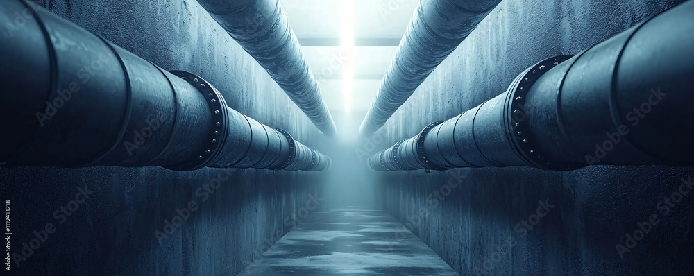 Poster image showcasing the versatility of multi-layer coatings on industrial pipelines in a processing pla